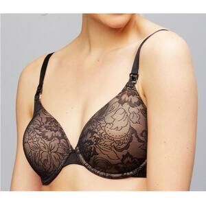 Natori Nursing Bra Womens 36DDD Black Lace Full Coverage Supportive Underwire